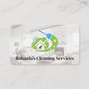Cartão De Visita Logotipo de Empregada de Limpeza   Sala de Estar  