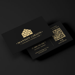Cartão De Visita Logotipo de Empreiteiro de Concreto de Alvenaria d