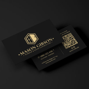 Cartão De Visita Logotipo de Empreiteiro de Janela e Porta Moderna