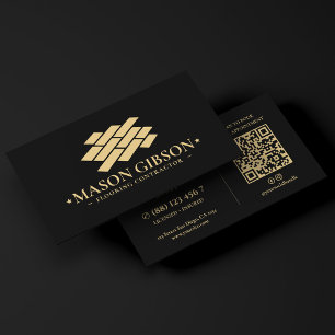 Cartão De Visita Logotipo de Empreiteiro de Revestimento Moderno Pr