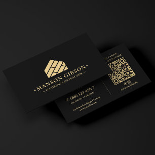 Cartão De Visita Logotipo de Empreiteiro de Revestimento Preto Mini