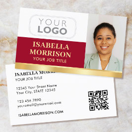 Cartão De Visita Logotipo de Empresa Profissional QR Vermelho Doura