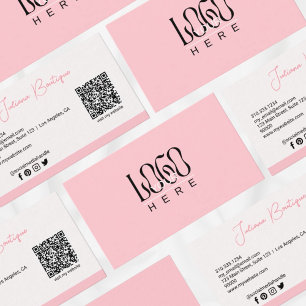 Cartão De Visita Logotipo de empresa rosa-claro moderno   Código QR
