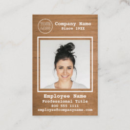 Cartão De Visita Logotipo de empresa Rustic Light Wood Photo Empreg