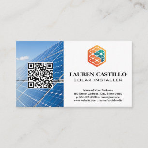 Cartão De Visita Logotipo de energia técnico Painéis Solares QR