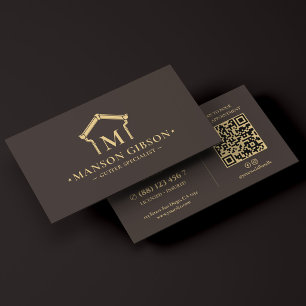 Cartão De Visita Logotipo de Especialista em Calhas Código QR Moder