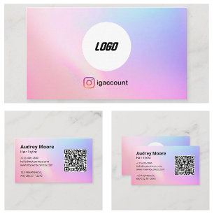 Cartão De Visita Logotipo de Estilista de Cabelo QR Code Moderno Pr