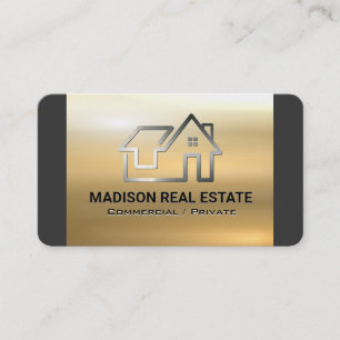 Cartão De Visita Logotipo de Estilo Metálico Residencial