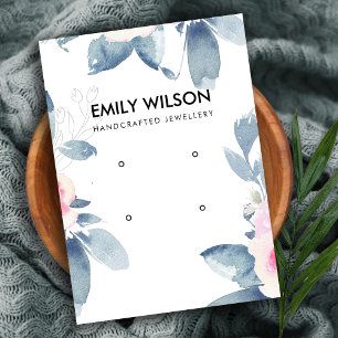 CARTÃO DE VISITA LOGOTIPO DE EXIBIÇÃO DE BRUXO AZUL FLORAL DUAS B