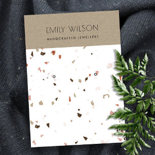 CARTÃO DE VISITA LOGOTIPO DE EXIBIÇÃO DE TERRAZZO BRANCO