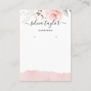 Cartão De Visita Logotipo de exibição do Rosa Dourado Floral Earraç