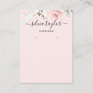 Cartão De Visita Logotipo de exibição do Rosa Dourado Floral Earraç