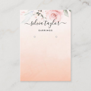 Cartão De Visita Logotipo de exibição do Rosa Dourado Floral Earraç