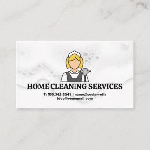Cartão De Visita Logotipo de Faxineira   Serviços de Hotel