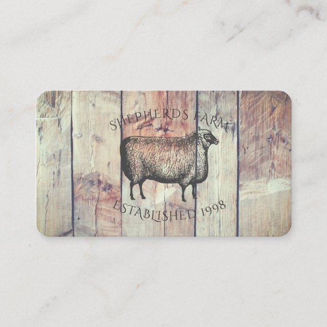 Cartão De Visita Logotipo de Fazenda Personalizado para Ovelhas e M (Frente)