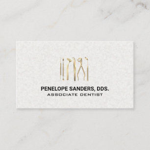 Cartão De Visita Logotipo de ferramentas dentárias Dourado