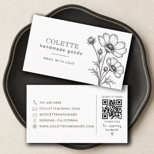 Cartão De Visita Logotipo de Flor Artesanal