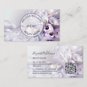 Cartão De Visita Logotipo de Flor de Calla Roxa Branca