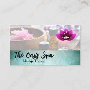 Cartão De Visita Logotipo de Flor de Lótus de Massagem Resort de