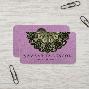 Cartão De Visita Logotipo de Flor de Lótus Elegante Ioga Fundo Roxo