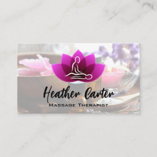 Cartão De Visita Logotipo de Flor de Lotus Massage   Sais De Óleos 