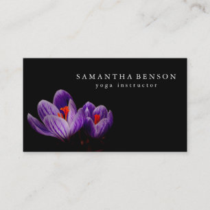Cartão De Visita Logotipo de Flor de Lótus Preto e Branco Elegante