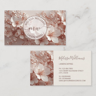 Cartão De Visita Logotipo de Flores 3D com Beijo Branco Inicial
