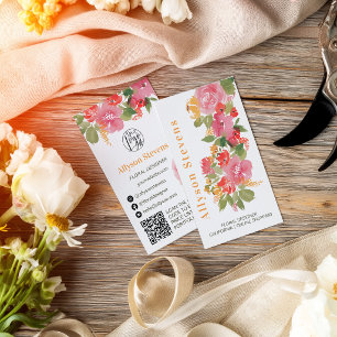 Cartão De Visita Logotipo de florista aquarela floral boho pintado 