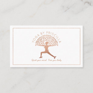 Cartão De Visita Logotipo de fossa Yoga da mulher em árvore floresc