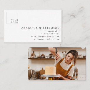 Cartão De Visita Logotipo de Foto de Chef de Pastelaria Minimalista