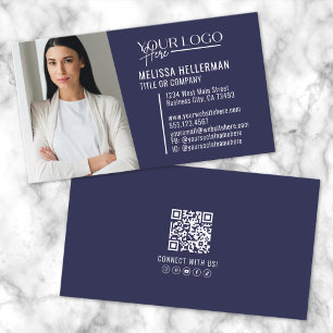 Cartão De Visita Logotipo de Foto de QR Code Profissional Moderno A