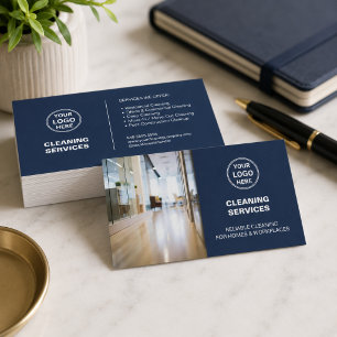 Cartão De Visita Logotipo de Foto de Serviços de Limpeza Modernos A
