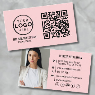 Cartão De Visita Logotipo de Foto Profissional Moderno do Código QR