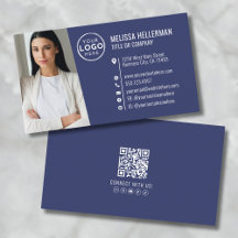Logotipo de Foto QR Code Profissional Azul-Marinho