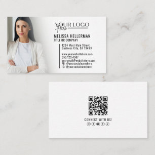 Cartão De Visita Logotipo de Foto QR Code Profissional Moderno