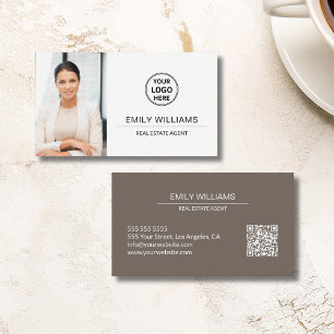 Cartão De Visita Logotipo de Foto QR de Corretor de Imóveis