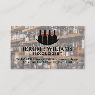 Cartão De Visita Logotipo de Garrafas de Vinho Mixologist