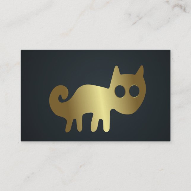 Cartão De Visita Logotipo de Gato Dourado (Frente)