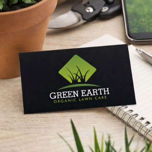Cartão De Visita Logotipo de grama verde moderno de cuidados com o 