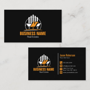 Cartão De Visita Logotipo de Imobiliária Laranja Branco Profissiona