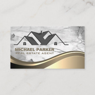 Cartão De Visita Logotipo de Imóveis Elegante   Pedra de Mármore