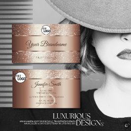 Cartão De Visita Logotipo de Iniciais de Glitter de Sparkle Dourado