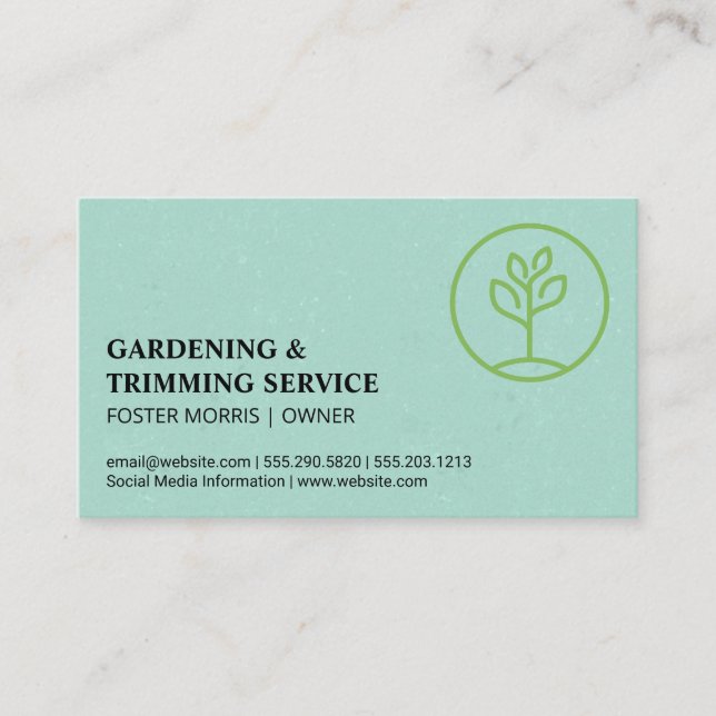 Cartão De Visita Logotipo de jardinagem | Planta brotando (Frente)