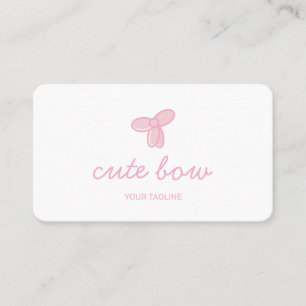 Cartão De Visita Logotipo de Laço Fofo   Marca de Boutique ou Belez