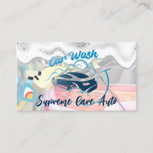 Cartão De Visita Logotipo de lavagem e bolhas de carro   Soap Suds