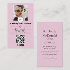Cartão De Visita Logotipo de Letra Manuscrita Rosa Corado Código QR