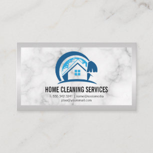 Cartão De Visita Logotipo de limpeza da casa   Marble 