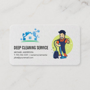 Cartão De Visita Logotipo de Limpeza de Casa Cara da Limpeza