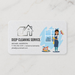 Cartão De Visita Logotipo de Limpeza de Casa Senhora Limpadora