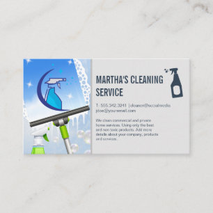 Cartão De Visita Logotipo de limpeza Spray Sabão de rodo de janel
